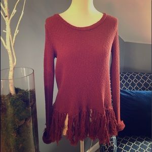 Anthropologie Eri+Ali Pumpkin Tassel Sweater 🧡